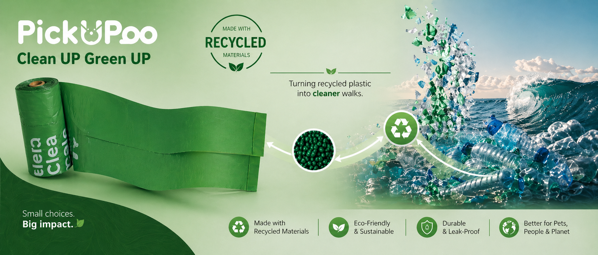 PickUPoo recycled dog poop bags brand banner
